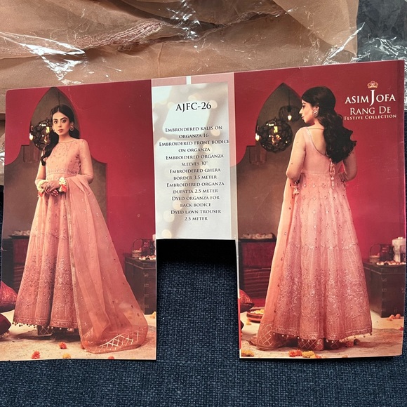 Unstiched Asim Jofa organza 3 piece suit - peach color - Picture 1 of 6